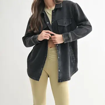 Snap-On Shacket with Pockets