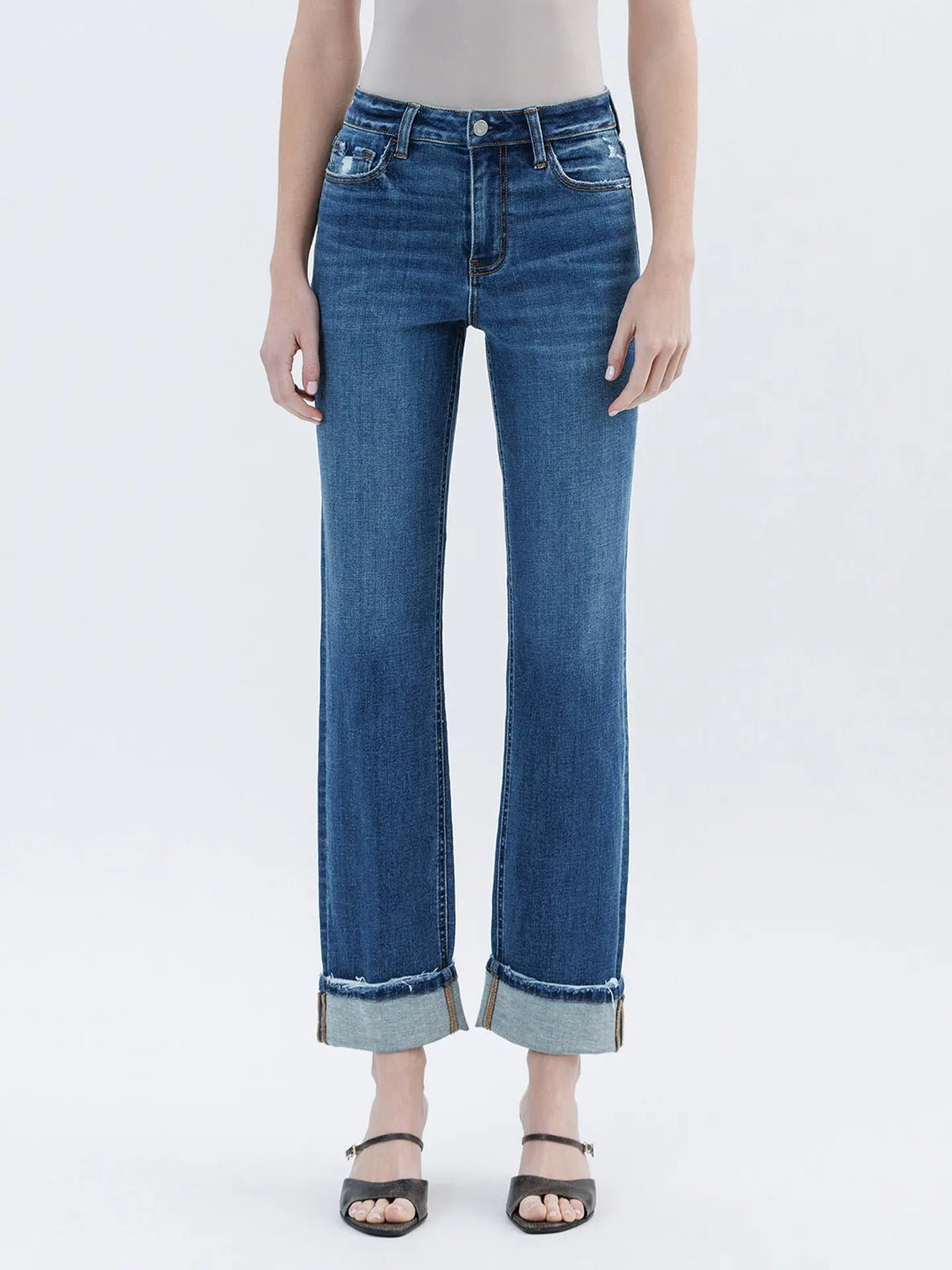 Vervet By FM High Rise Cuffed Straight Jeans