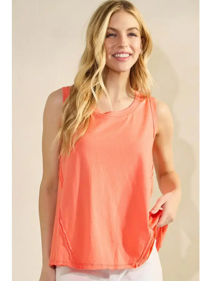 Raw Edge Cotton Tank