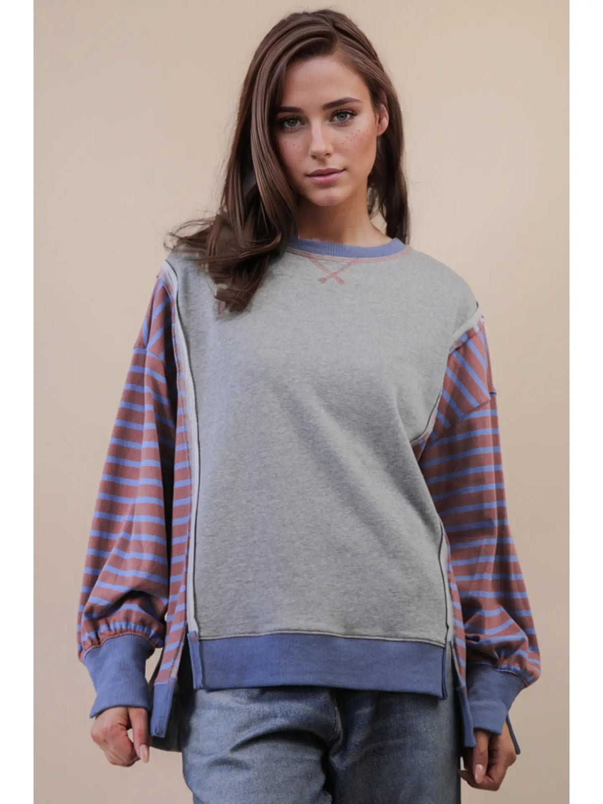 Oversized Striped Casual Knit Top