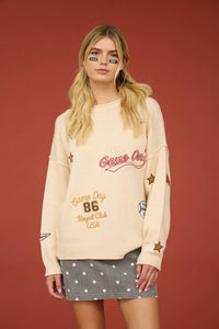 Game Day Embroidered Crew Neck Sweater