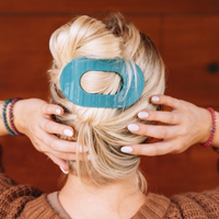 Teal With It | Large| Flat Round Hair Clip
