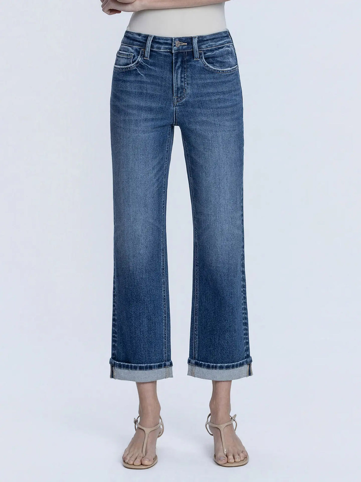 LOVERVET BY VERVET HR Cuffed Crop Straight Jeans