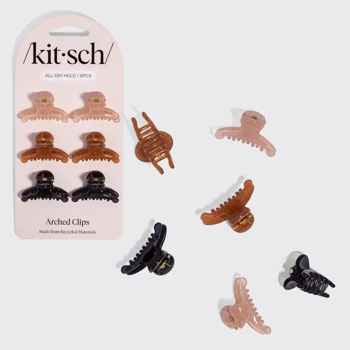 KITSCH Recycled Plastic Mini Arched Clips 6pc Set
