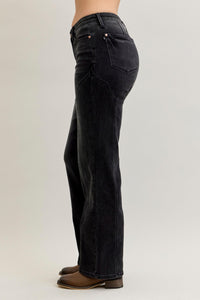 Judy Blue Mid Rise Straight Western Seam Detail