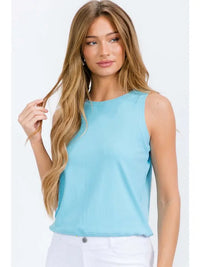 Ribbed Viscose Crew Neck Loose Fit Tank