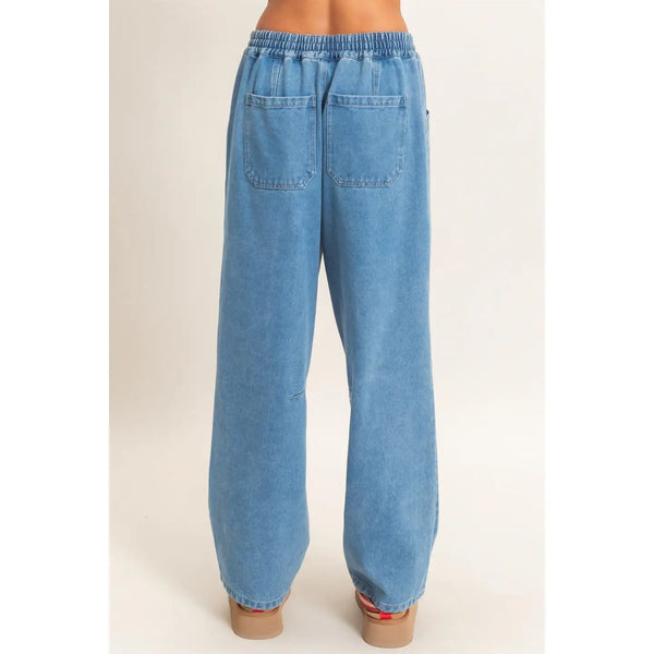 Elastic Waist Denim Pants