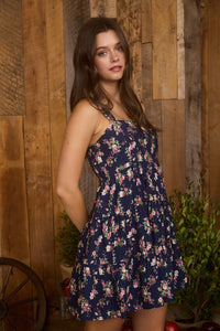 Floral Sleeveless Tiered Mini Dress