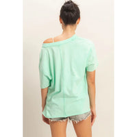 Washed V-Neck Oversized Tee
