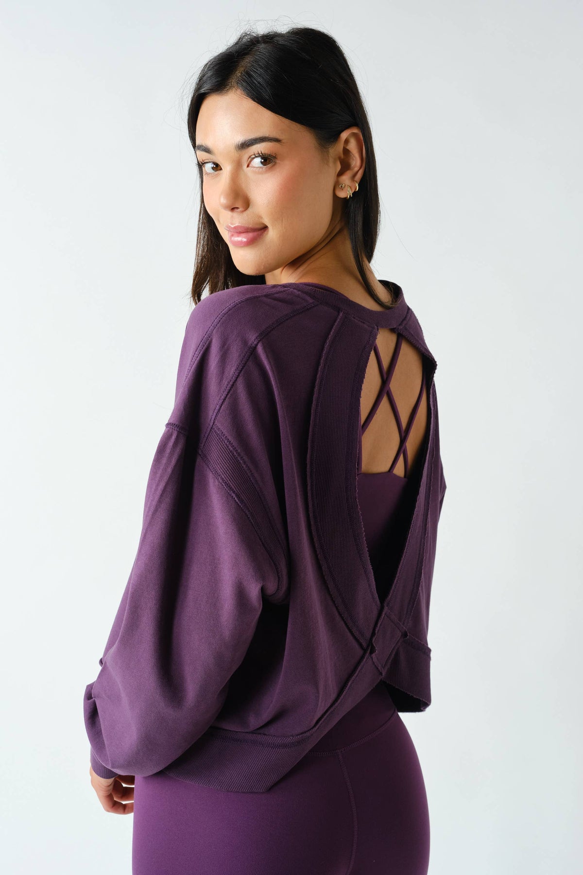 Crescent Pima Cotton Open Back Long Sleeve Tee