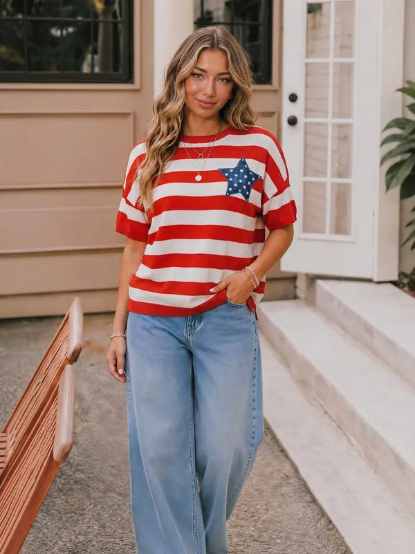 Stripe Star Patch Top