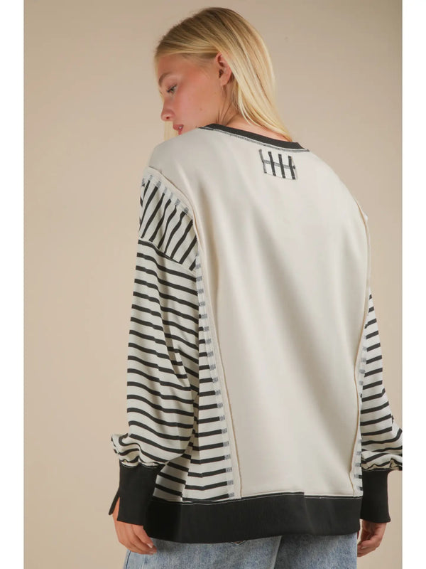Oversized Striped Casual Knit Top
