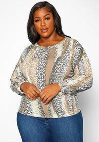 Long Sleeve Multi Animal Plus Top