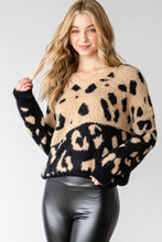 Load image into Gallery viewer, Leopard Cozy Colorblock Plus Sweater
