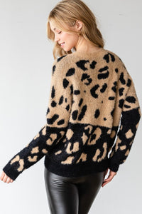 Leopard Cozy Colorblock Plus Sweaer