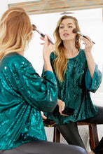 Load image into Gallery viewer, Long Sleeve Solid Sequin  Top
