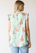 Load image into Gallery viewer, Floral Key Hole Ruffle Trim Top
