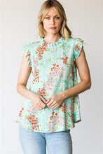 Load image into Gallery viewer, Floral Key Hole Ruffle Trim Top
