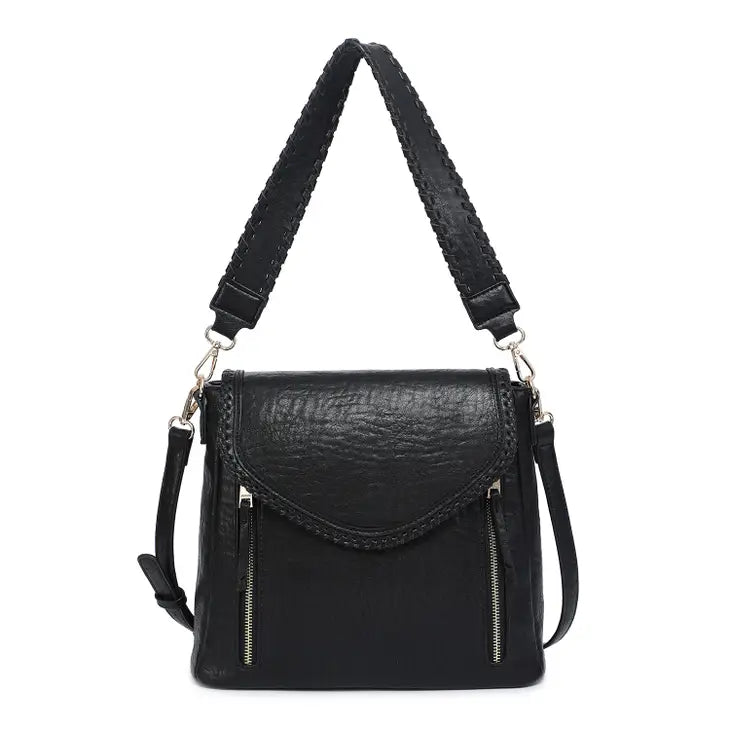 Lorelei Double Zip Whipstitch Trim Crossbody