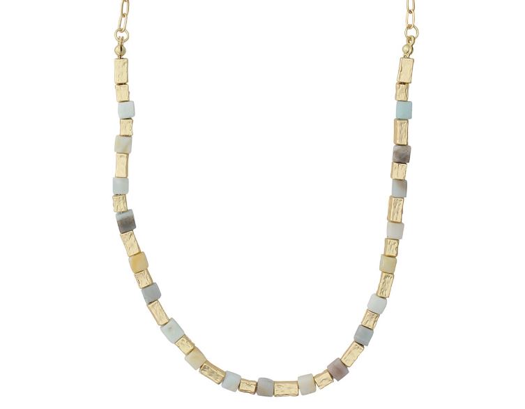 Matte Gold Necklace With Natural Beads