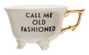 Stoneware Footed Teacup with Saying