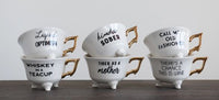 Stoneware Footed Teacup with Saying