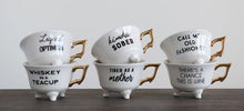 Load image into Gallery viewer, Stoneware Footed Teacup with Saying
