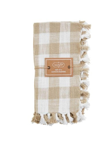 Taupe Gingham Napkin Set