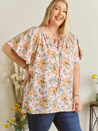 Short Sleeve Plus Size Floral Blouse