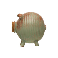 Stoneware and Cork Piggy Bank