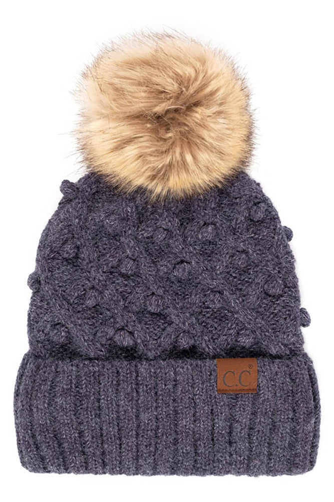 C.C Bobble Beanie Hat With Pom