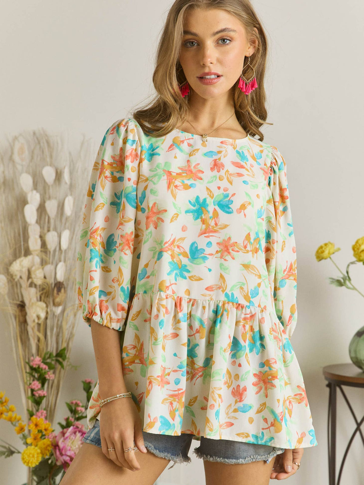 Floral Printed Round Neck Top