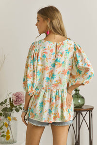 Floral Printed Round Neck Top