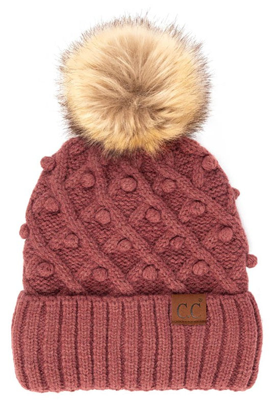 C.C Bobble Beanie Hat With Pom