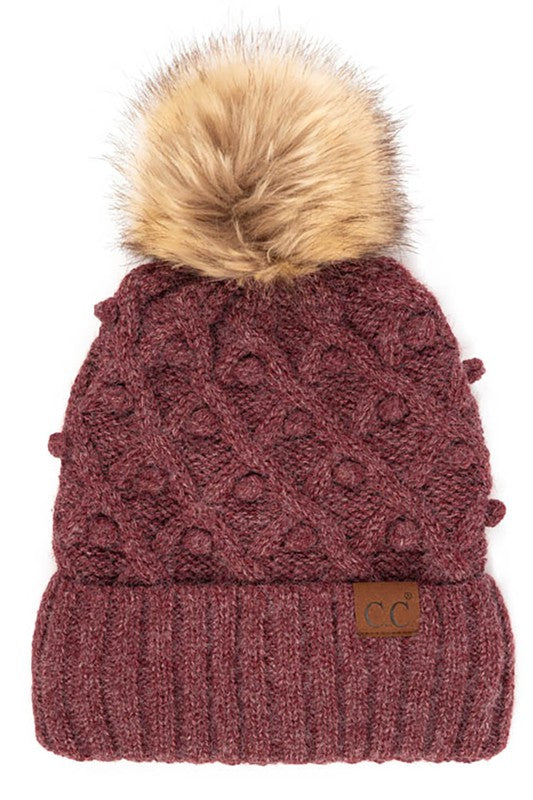 C.C Bobble Beanie Hat With Pom