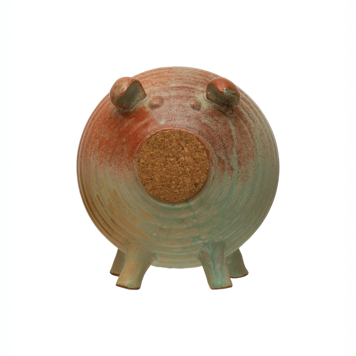 Stoneware and Cork Piggy Bank